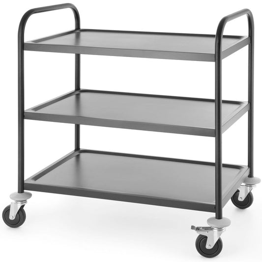 3-Tier Catering Trolley for Serving, Black Matte Finish, Up to 150 kg - Hendi 811320