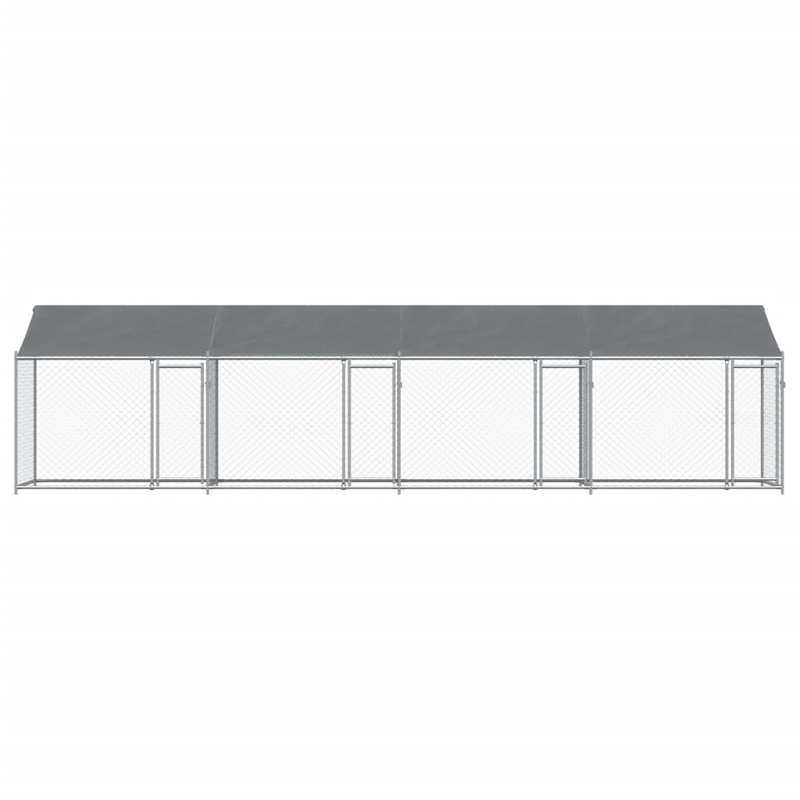 Dog kennels with roof and doors gray 8x2x2m galvanized steel This dog kennel provides plenty of space for your furry friend to be safe and comfortable., Pet Enclosure, Outdoor Dog Shelter, Spacious Kennel, Rustproof Material,