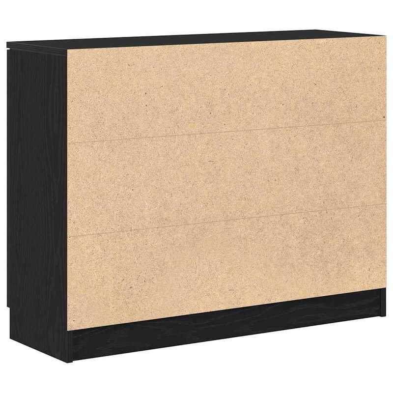 Dressoir – Opbergkast – Ladekast – Commode – Buffetkast – Zwarte Eikenlook – Compact 90,5x30x70 cm – Stevige Houtmix