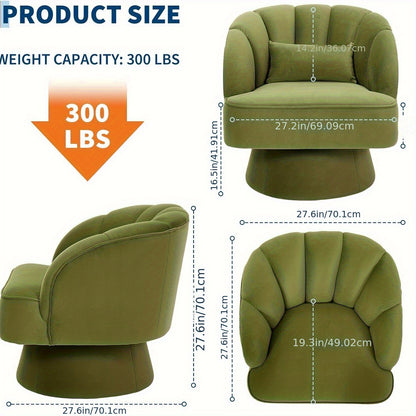 Draaifauteuil – Lounge Stoel – Fauteuil – Leunstoel – Relaxstoel – Groen Velvet – 360° Draaibaar – Ergonomische Wingback Rugleuning