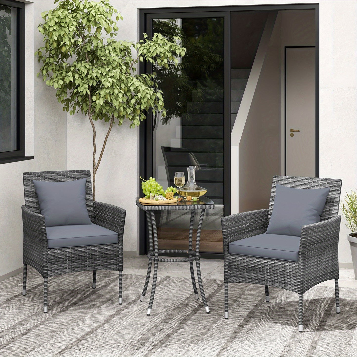 Tuinmeubelen – Loungeset – Balkonset – Tuinset – Buitenset – Weerbestendig PE-rattan – Inclusief Afneembare Kussens