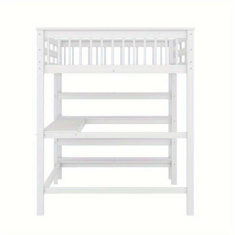 Hoogslaper – Stapelbed – Bedbank – Loftbed – Bed Compleet – Met Ingebouwd Bureau – Geschikt Voor Matras 140x200 cm – Stevig Metalen Frame – Ruimtebesparend Design