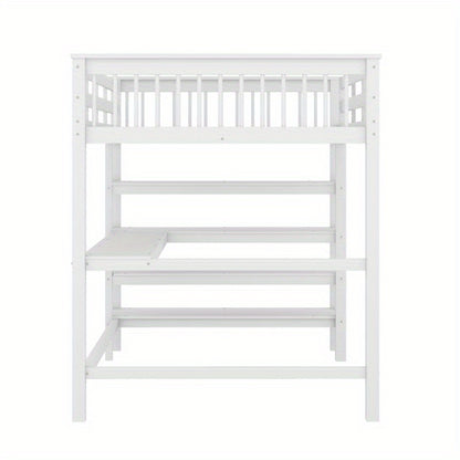 Hoogslaper – Stapelbed – Bedbank – Loftbed – Bed Compleet – Met Ingebouwd Bureau – Geschikt Voor Matras 140x200 cm – Stevig Metalen Frame – Ruimtebesparend Design