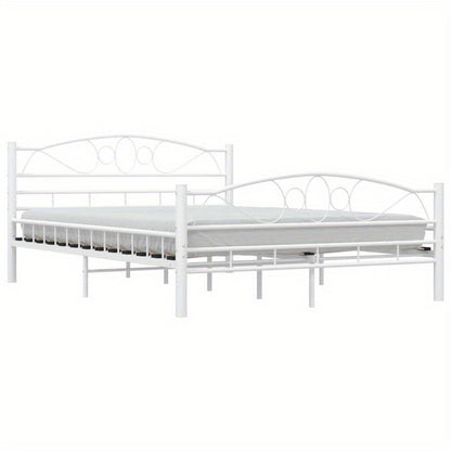 Giroletto Bianco in Metallo 140x200cm - Contemporary White Metal Bed Frame with Elegant Curved Design, Sturdy Metal Frame & Easy Assembly for Bedroom Furniture, Bed Accessories, Modern Bedroom Decor, Minimalist Bed Design, Sl