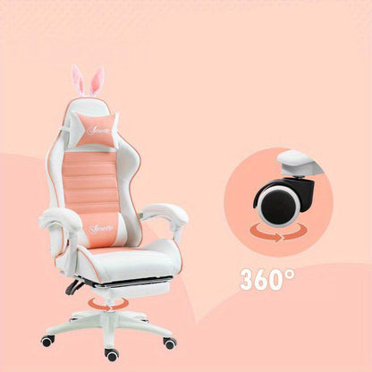 Ergonomische Gamingstoel – Bureaustoel – Gamestoel – Zwart Kunstleer – Draaistoel – Verstelbare Armleuningen – Lendensteun – Handmatige Rugleuning