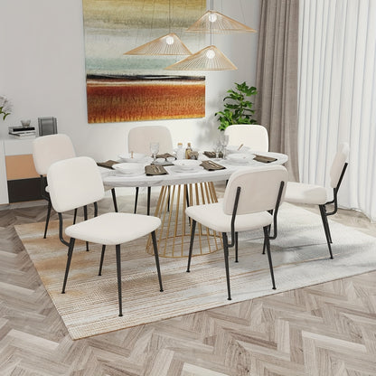 Eetkamerstoel – Stoel – Kuipstoel – Armstoel – Fauteuil – Set Van 2 – Wit Velvet – Met Hoge Rugleuning – Met Metaal Onderstel – Zithoogte 47 cm