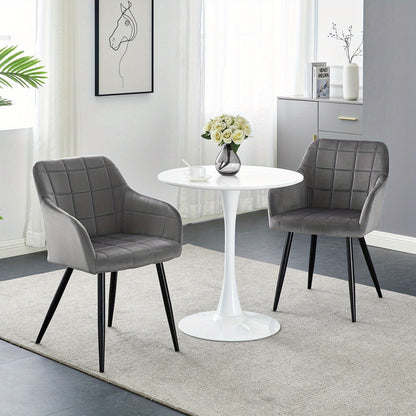 Velvet Eetkamerstoelen – Fluwelen Stoelen – Armstoel – Design Stoel – Comfortabele Stoel – Grijs – Memory Foam Zitting – Stevig Metalen Frame