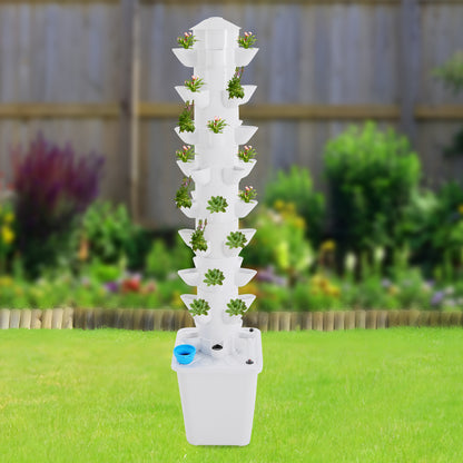 Hydroponische Kweektoren – Verticale Moestuin – Hydrocultuur Systeem – Plantentoren – Groeitoren – 9 Lagen Met 45 Plantgaten – Waterpomp Met 10L Tank – Compact Ruimtebesparend