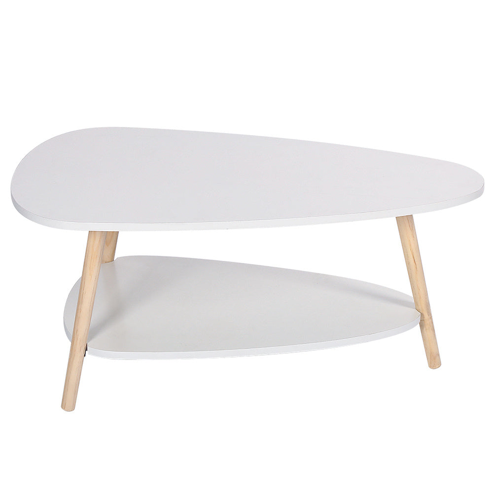 Witte Salontafel – Koffietafel – Bijzettafel – Tafel – Sofa Tafel – Ovaal Design – Dubbele Lagen – Compact 90x60x40 cm