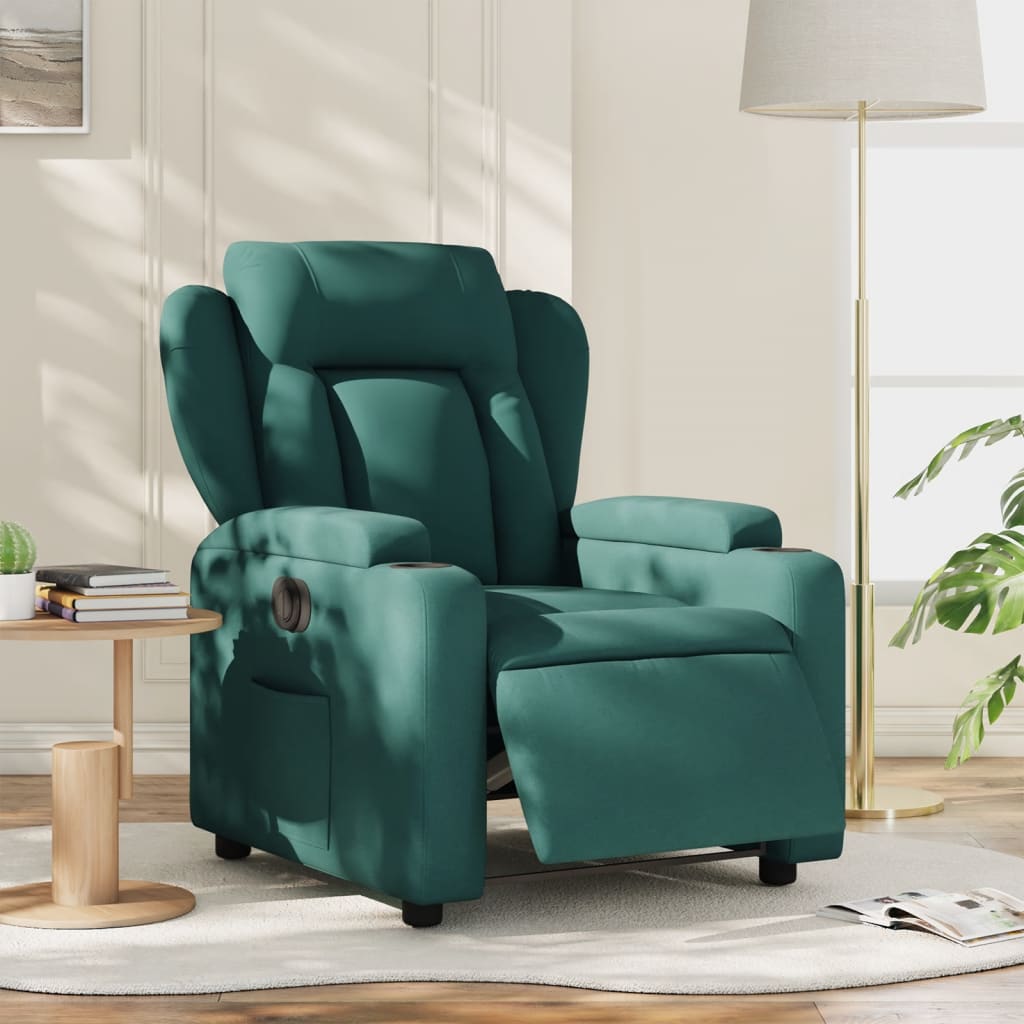 Elektrische Relaxstoel – Elektrische Fauteuil – Relaxfauteuil – Ligstoel – Tv-Stoel – Donkergroen – Elektrisch Verstelbaar Tot 135° – Ademend Stofdesign