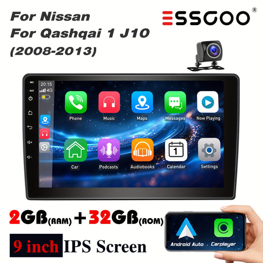 2DIN Autoradio – Multimedia Speler – Navigatiesysteem – Touchscreen Radio – CarPlay Android Auto – 9 Inch IPS Scherm – Inclusief Achteruitrijcamera