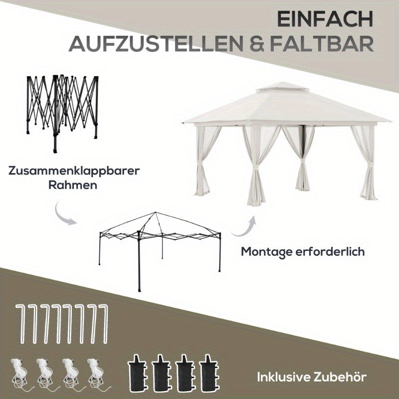 Partytent – Vouwtent – Paviljoen – Easy-Up Tent – Tuintent – 4x4 Meter – UV Bescherming – Verstelbare Hoogte