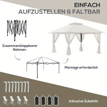 Partytent – Vouwtent – Paviljoen – Easy-Up Tent – Tuintent – 4x4 Meter – UV Bescherming – Verstelbare Hoogte