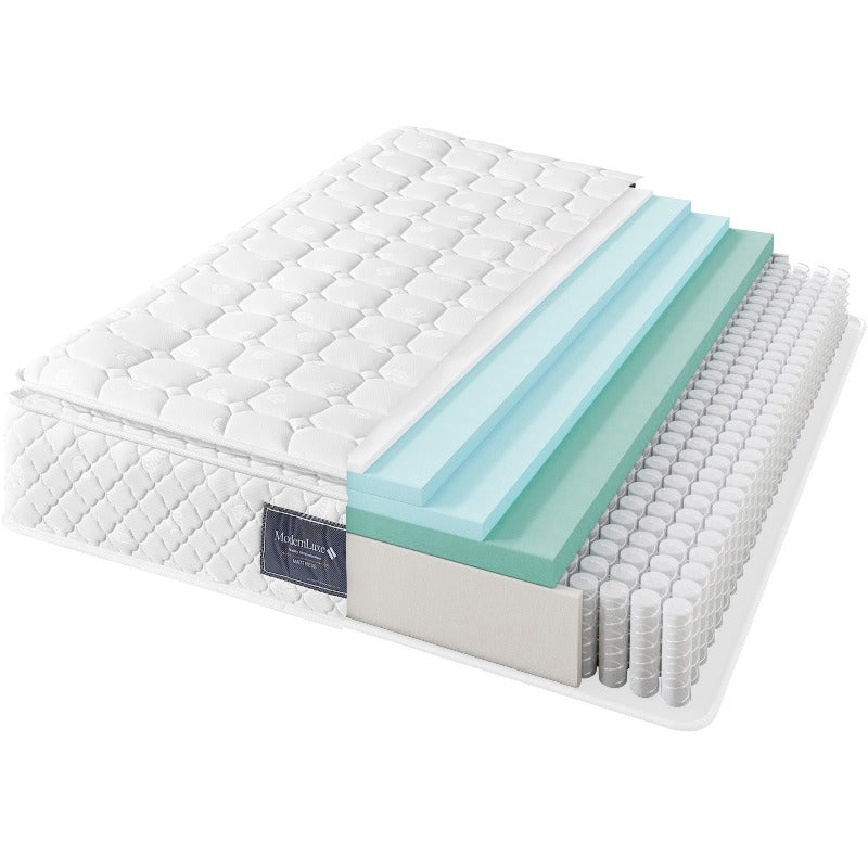 7-Zones Pocketvering Matras – Stevig Matras – Pocketveer Matras – Comfort Matras – Tweepersoons Matras – Wit – 160x200 cm – Koudschuim Kern – 25 cm Hoogte