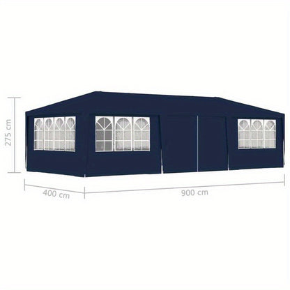 Professionele Partytent – Feesttent – Evenemententent – Tuintent – Buitenluifel – Blauw – 4x9 Meter – Waterafstotend Polyester 90 g/m²