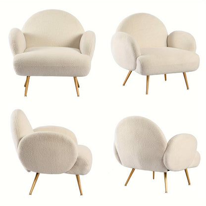 Fauteuil – Accentstoel – Loungestoel – Leunstoel – Relaxfauteuil – Sherpa Teddy Stof – Met Armleuningen – Stevige Metalen Poten