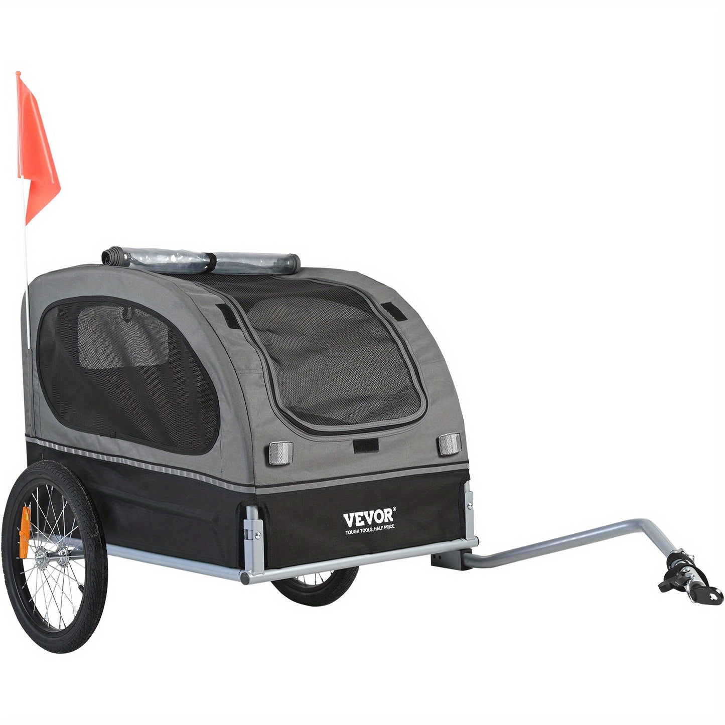 Fietskar hond – Hondenfietskar – Hondenbuggy – Hondenaanhanger – Hondenkar – Maximale belasting 45 kg – Opvouwbaar frame met veiligheidsvlag
