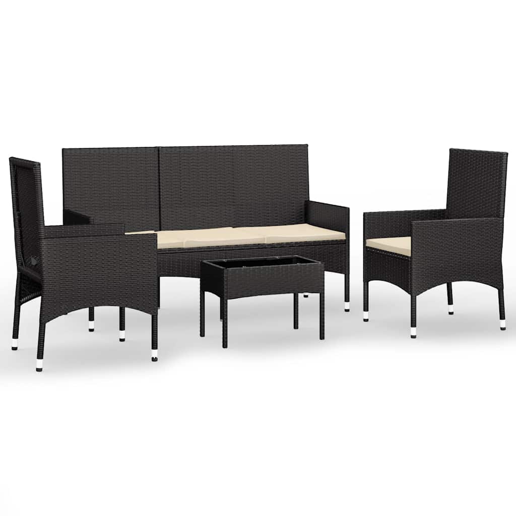 Loungeset – Tuinset – Loungesets – Loungebank – Balkonset – Poly Rattan – Inclusief Zachte Afneembare Kussens