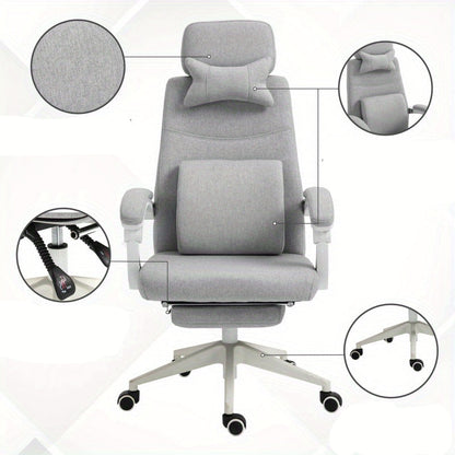 Bureaustoel – Gamingstoel – Office Chair – Draaistoel – Computerstoel – Verstelbare zithoogte 62-68 cm – Ergonomische lendensteun en hoofdsteun – Duurzaam polyester schuim – 5-wielensysteem voor optimale mobiliteit