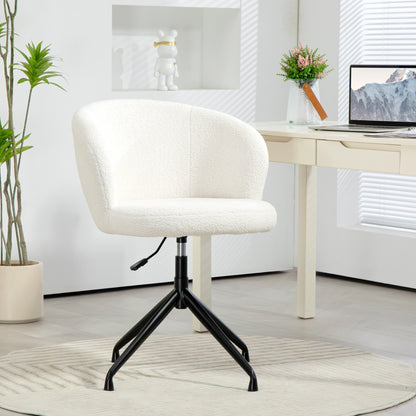Ergonomische Bureaustoel – Office Chair – Bureaustoel – Werkstoel – Draaistoel – Verstelbare Hoogte – Hoogwaardig Bouclé Stof – 360° Draaibaar – Max 120 kg – Scandinavisch Design – Wit