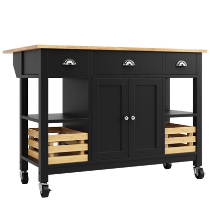 Keukentrolley – Serveerwagen – Keukenwagen – Opbergtrolley – Trolley op Wieltjes – Modern – 120x45x90 cm – Duurzaam Non-Hout – Makkelijk te Verplaatsen