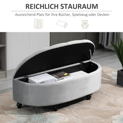 Opbergbank – Zitbank – Opbergkist – Halbank – Opbergbox – Fluweel Bekleed – Rubberen Houten Poten – 120x46x42 cm – Duurzaam en Comfortabel