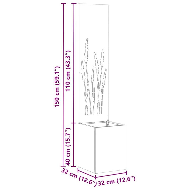 Bloembak – Plantenbak – Bloempot – Tuinbak – Balkonbak – Anthracite – 32x140 cm – Koudgewalst Staal – Weerbestendig