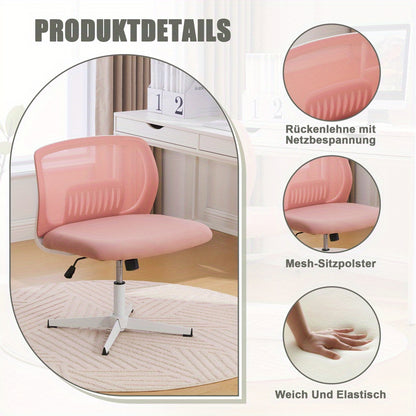 Bureaustoel – Bureaustoelen – Office Chair – Gamestoel – Draaistoel – Verstelbaar in Hoogte – 360° Draaibaar – Met Stevig Metalen Frame – Brede Zitting – Zonder Armleuningen – Zacht Gewatteerd – Roze