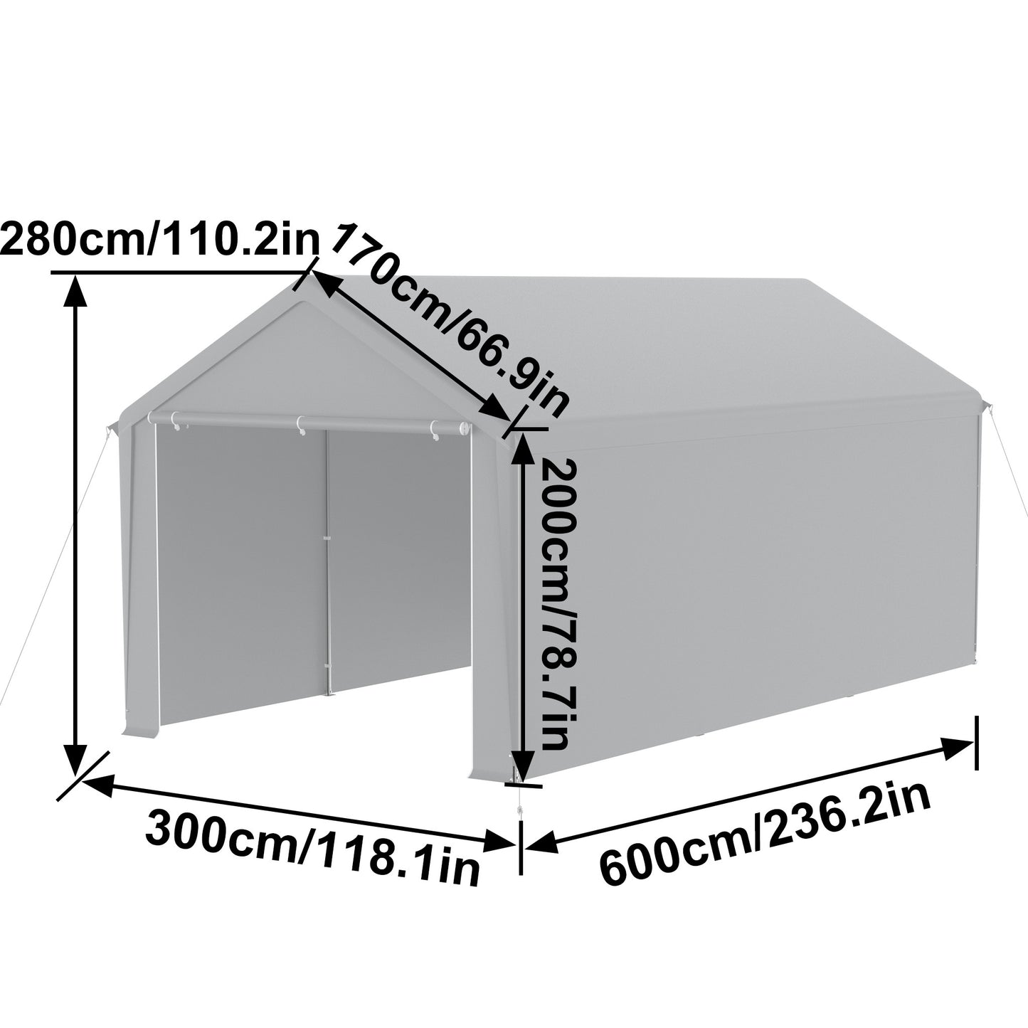 Carport Tent – Garage Tent – Opvouwbare Overkapping – Opslagtent – Auto Tent – 4x6 Meter – Stevig Metalen Frame – Afneembare Zijwanden