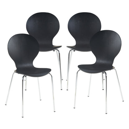 Eetkamerstoel – Stoel – Kuipstoel – Stoelset – Barkruk – Stapelbaar – Berkenhout Met Metalen Poot – Zithoogte 46 cm – Set Van 4
