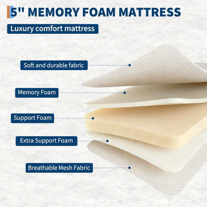 Klapbed – Opklapbed – Vouwbed – Logeerbed – Plooibed – Stevig Stalen Frame – 5 Inch Traagschuimmatras