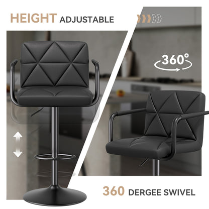 Barstoelen – Barkrukken – Krukken – Keukenstoelen – Barstoeltjes – Verstelbaar Hoogte – 360° Draaibaar – Set Van 4 – Comfortabele Gevulde Zitting – Slijtvaste Kunstleer Afwerking