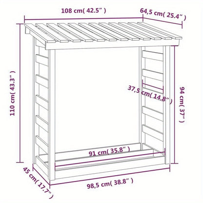 Heavy-Duty 108x64.5x110cm Wooden Firewood Rack - Rustic Outdoor Fireplace with Sturdy Bracket Shelf for Camping, Backyard, Garden & Patio - High-Quality Wood Heating Solution, Fireplace for Outside, Backyard Firebox, Natural