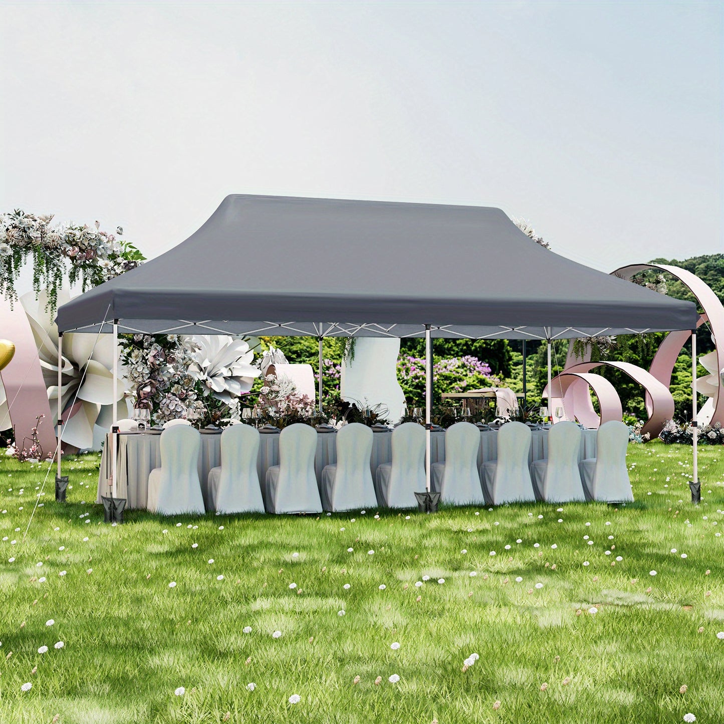 Partytent – Pop-up Tent – Paviljoen – Easy-up Tent – Tuintent – 300x600 cm – Waterafstotend Oxford Stof – Verstelbare Hoogte