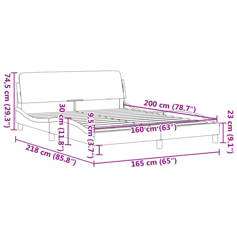 Bedframe – Tweepersoonsbed – Opbergbed – Slaapkamermeubel – Stijlvol Bed – Donkergrijs – 160x200 cm – Met Opbergruimte – Stevig Metalen Frame