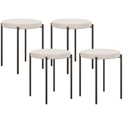 Eetkamerstoelen – Stapelbare Stoelen – Keukenstoelen – Krukken – Zitmeubilair – Set Van 4 Beige – Ruimtebesparend Ontwerp – Stevig Metalen Frame