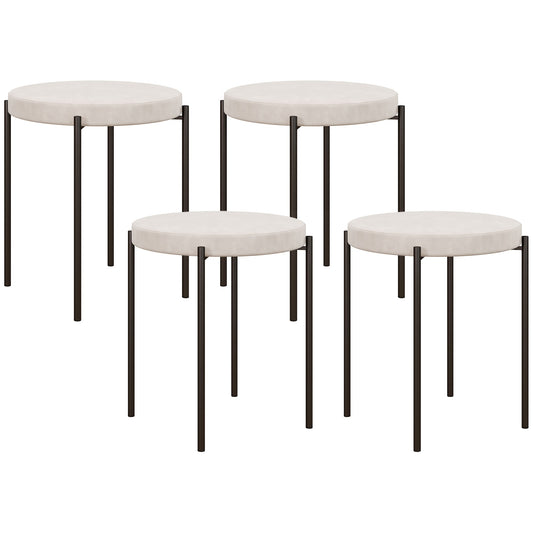 Eetkamerstoelen – Stapelbare Stoelen – Keukenstoelen – Krukken – Zitmeubilair – Set Van 4 Beige – Ruimtebesparend Ontwerp – Stevig Metalen Frame
