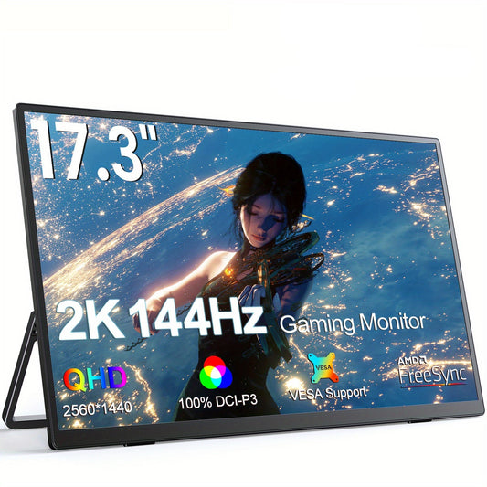 Draagbare Monitor – Mobiel Scherm – Second Screen – Gaming Monitor – Laptop Monitor – 17,3 Inch 2K 144Hz – IPS Beeldscherm 400 Nits