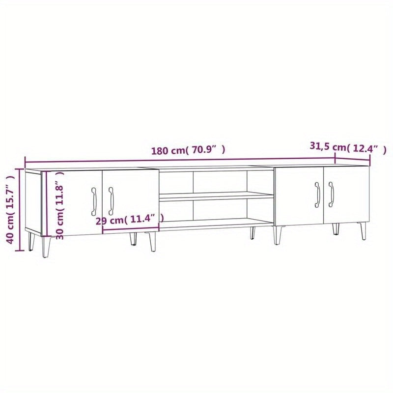 Tv-meubel – Tv-kast – Media meubel – Entertainment center – Houten meubel – Smoke Oak – 180x31,5x40 cm – Duurzaam MDF en massief hout