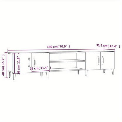 Tv-meubel – Tv-kast – Media meubel – Entertainment center – Houten meubel – Smoke Oak – 180x31,5x40 cm – Duurzaam MDF en massief hout