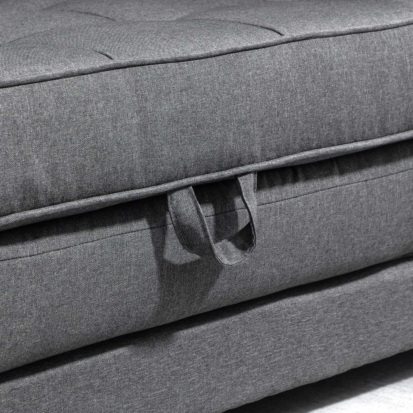Slaapbank – Bedbank – Logeerbank – Uitklapbank – Tweezitsbank – Stof Met Linnen Look – Massief Rubberhout – 147,5x75x85 cm – Compact En Comfortabel