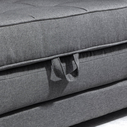 Slaapbank – Bedbank – Logeerbank – Uitklapbank – Tweezitsbank – Stof Met Linnen Look – Massief Rubberhout – 147,5x75x85 cm – Compact En Comfortabel