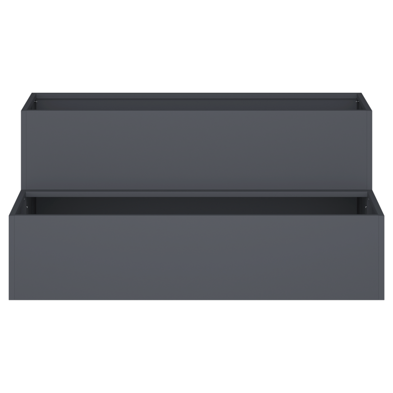Fioriera da Giardino a Due Livelli 100x60x45cm Antracite Plastica, Black Plant Pot, Pond, Pot Plant Large, Small Pot, Plane Big Pot, Balcony Planter, Patio Decoration, Geometric Planter, Sleek Garden Pot, Durable Plastic, Wea