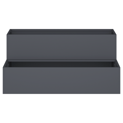 Fioriera da Giardino a Due Livelli 100x60x45cm Antracite Plastica, Black Plant Pot, Pond, Pot Plant Large, Small Pot, Plane Big Pot, Balcony Planter, Patio Decoration, Geometric Planter, Sleek Garden Pot, Durable Plastic, Wea