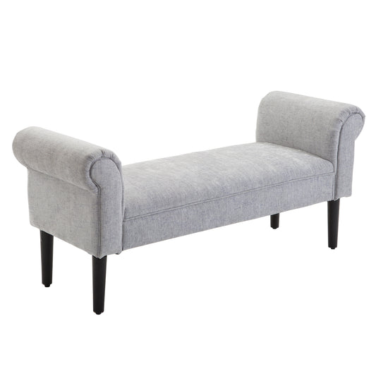 Poef – Hocker – Zitelement – Voetenbankje – Loungebank – Lichtgrijs – Gevoerd Schuim – Polyester Bekleding – 132x45,5x58 cm