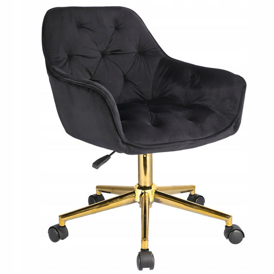 Fauteuil – Bureaustoel – Relaxstoel – Draaistoel – Werkstoel – Verstelbare Zithoogte 40-50 cm – Zachte Velvet Bekleding - Zwart