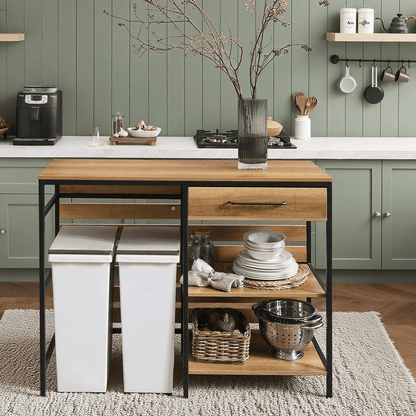 Keukenunit – Keukentrolley – Dressoir – Wandkast – Barmeubel – Vintage Design – MDF Met Metalen Frame – Afm. 120x90x45 cm