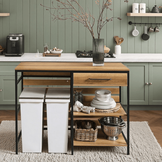 Keukenunit – Keukentrolley – Dressoir – Wandkast – Barmeubel – Vintage Design – MDF Met Metalen Frame – Afm. 120x90x45 cm