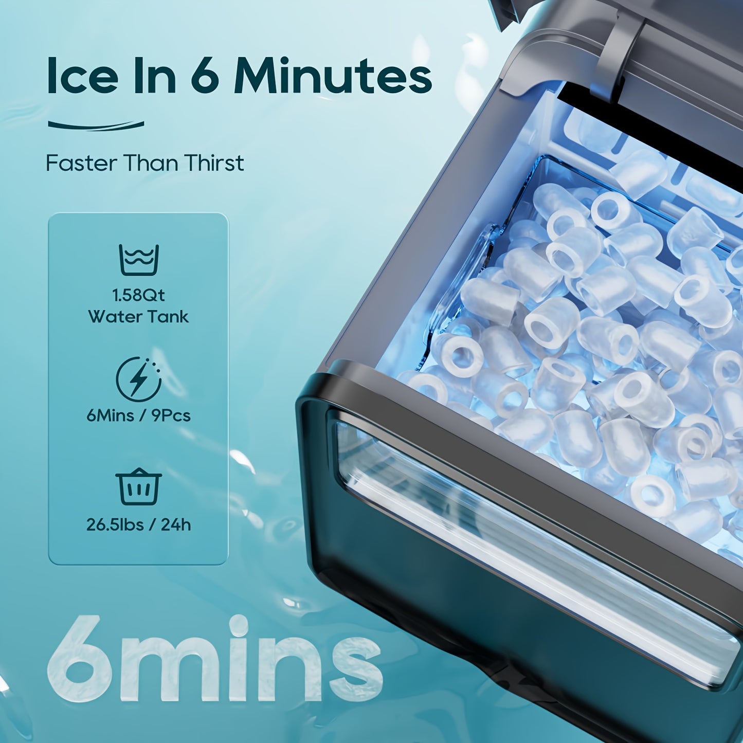 Ijsblokjesmachine – IJsblokjesmaker – IJsproducent – IJsblokjesbereider – Automatische IJsblokjesmachine – Zelfreiniging – 12 kg ijs per dag – Compact en draagbaar
