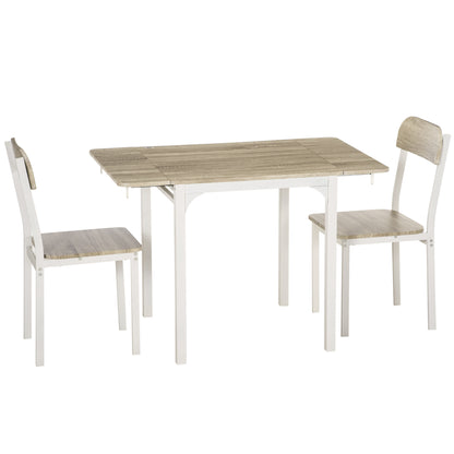 2-persoons inklapbare eettafelset – inklapbare tafel – klapstoel set – compacte eettafel – balkonset – ruimtebesparend ontwerp – duurzaam wit en natuurlijk hout